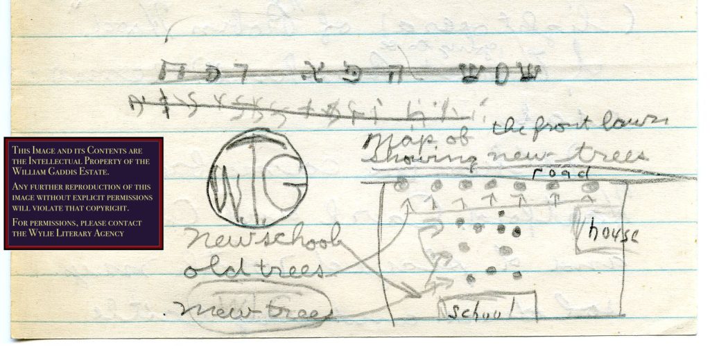 Sketch of Gaddis's WTG monogram.