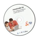 A CD with two excited people looking at a computer. The CD is branded with "neostrada tp".